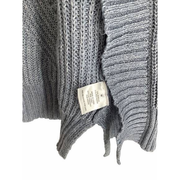 Pink Rose Gray Knit Open Front Cardigan Sweater M - Picture 5 of 6